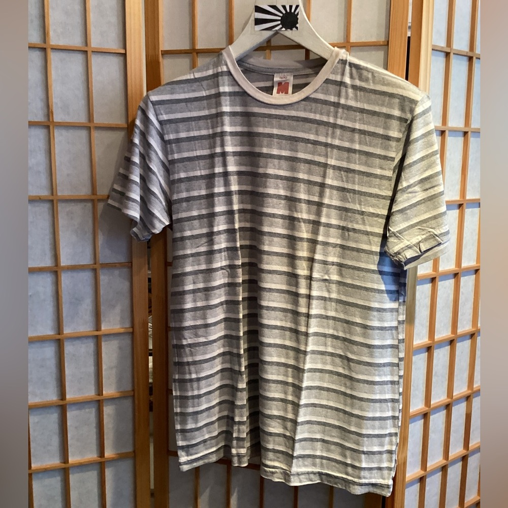 Vintage UO BDG Crew Neck Short Sleeve Tee Grey & White Stripe Men's Size Medium